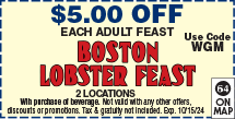 Discount Coupon for Boston Lobster Feast-Orlando